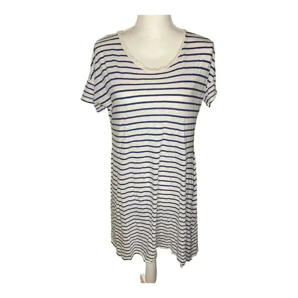 Sundry Size Small Blue & White Striped T-Shirt Dress